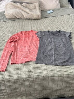 Nike drifit Long Sleeve & Short Sleeve Heathered Tops - Coral and Gray